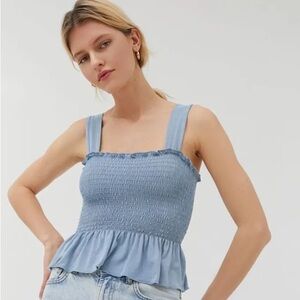 Blue urban outfitters smocked tank